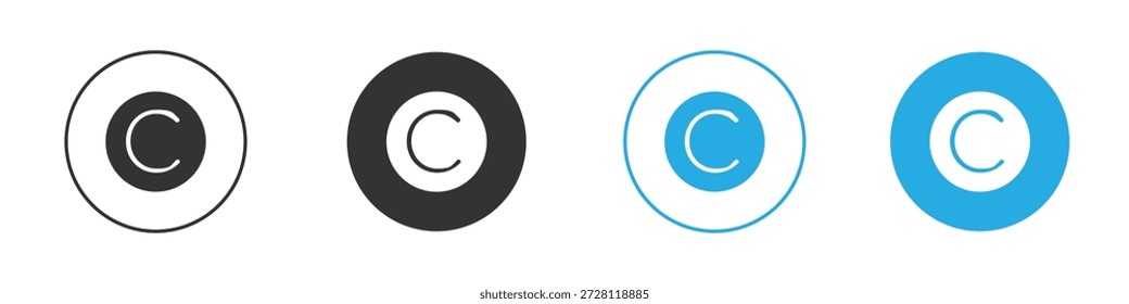 Icono de Derechos de autor. ilustración simple diseño gráfico Doodle negro