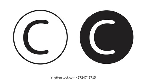 Vectores simples del icono del Derechos de autor en negro, convenientes para los proyectos