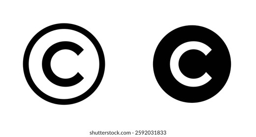 Copyright icon symbol collection on white background.