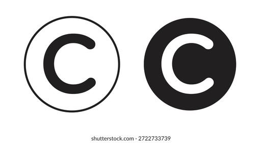 Símbolo de ícono de Derechos de autor. Vector EPS 10. icono de línea y glifo