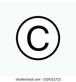 Copyright Icon. Text Symbol  'C' within Black Circle for Design, Presentation, Website or Apps Elements - Vector.