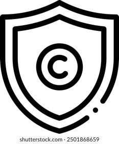 Icono de Derechos de autor. Diseño De Estilo Lineal Delgado Aislado Sobre Fondo Blanco