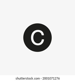 Copyright icon vector, C letter label for UI design button. Intellectual property protection symbol for websites and mobile apps design.