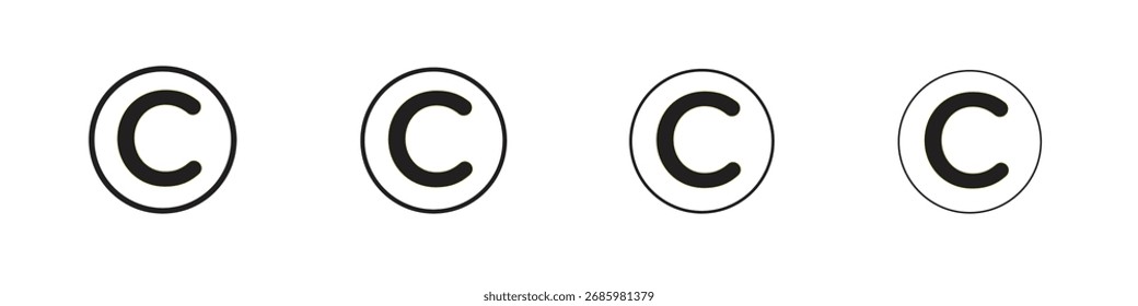 Copyright icon vector graphics. black style vector icons