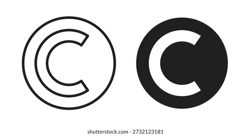 Icono de Derechos de autor. Ilustración vectorial, plano y carrera