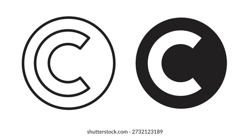 Icono de Derechos de autor. Ilustración vectorial, plano y carrera