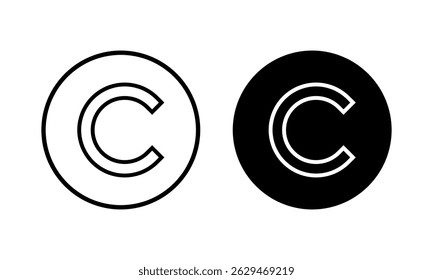 Ilustración vectorial del icono del Derechos de autor. Signo y símbolo del Derechos de autor