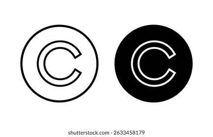 Ilustración vectorial del icono del Derechos de autor. Signo y símbolo del Derechos de autor