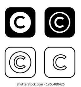 Conjunto de vectores de icono de derechos de autor. colección de signos de ilustraciones de propiedad intelectual.