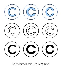 Vector de icono de derechos de autor. signo de copyright y símbolo