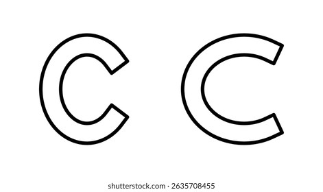 Vector del icono del Derechos de autor. Signo y símbolo del Derechos de autor