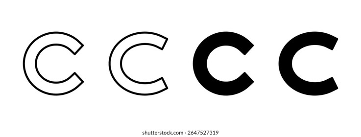 Vector del icono del Derechos de autor. Signo y símbolo del Derechos de autor