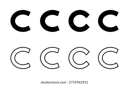 Vector del icono del Derechos de autor. Signo y símbolo del Derechos de autor
