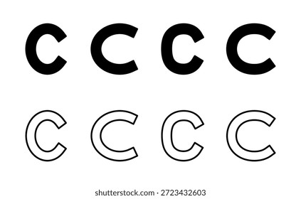 Vector del icono del Derechos de autor. Signo y símbolo del Derechos de autor