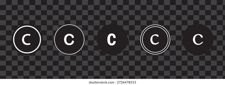 Vector del icono del Derechos de autor. Signo y símbolo del Derechos de autor