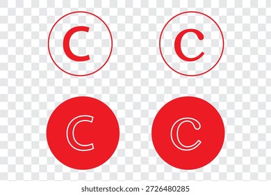 Ícone de direitos autorais para sites e design plano minimalista móvel.