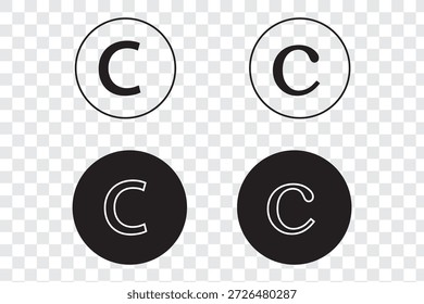 Icono de Derechos de autor para Sitios web y diseño plano minimalista móvil.