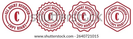 Copyright icon in zigzag circle on white background. Classic copyright icon design. Trademark style round seal. Graphic copyrigh.eps