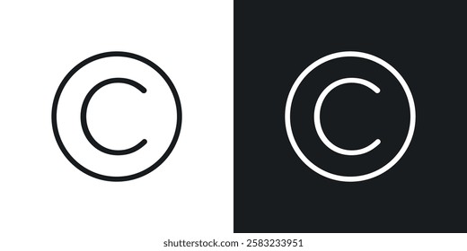 Copyright icons in black and white liner strokes for web design.