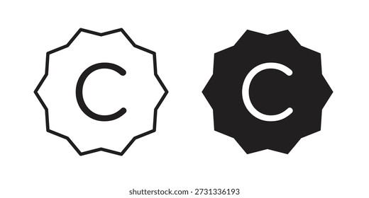 colección de iconos de Derechos de autor. Iconos planos lineales delgados y negros