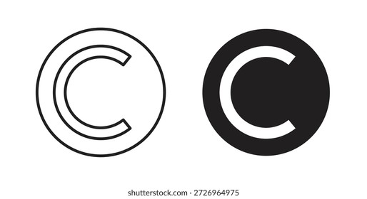 Iconos de Derechos de autor rellenos, líneas finas, contornos y trazos