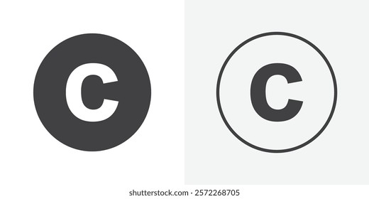 Copyright icons. flat and line style set