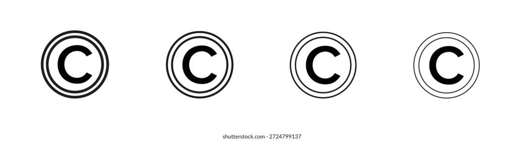 Iconos de Derechos de autor línea colección de Vector. Icono de Vector perfecto de píxeles