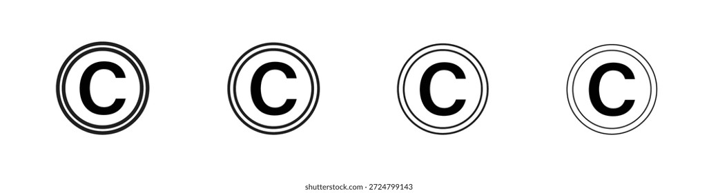 Iconos de Derechos de autor línea colección de Vector. Icono de Vector perfecto de píxeles