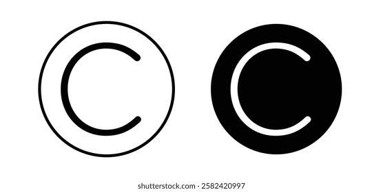 Copyright icons pack vectors in black flat and strokes