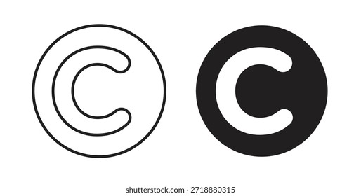 Conjunto de iconos de Derechos de autor aislados sobre fondo blanco Ilustración vectorial plana.