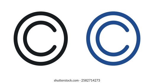 Copyright icons set vectors black and colored style