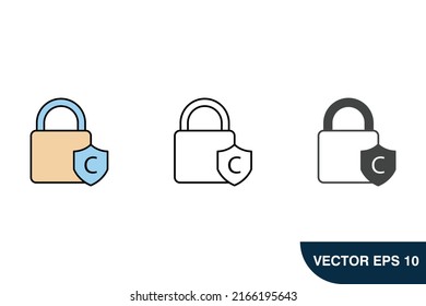 símbolos de derechos de autor elementos vectores para web infográfica