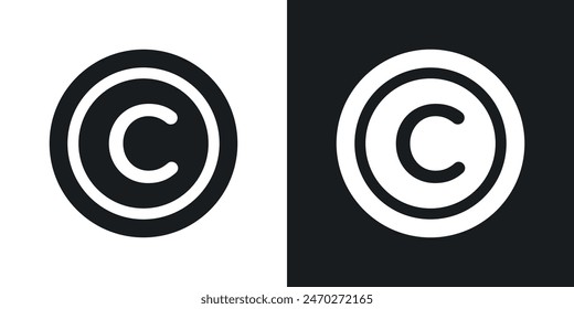 Iconos de Derechos de autor. Icono de Vector reservado C del Derechos de autor de Marca comercial. Símbolo de la letra C de la Licencia del producto comercial. Icono C legal de protección de Derechos de autor.