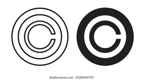 Iconos de Derechos de autor. Conjunto de Vector en estilo relleno y línea.