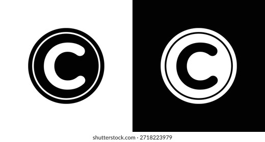 Iconos de Derechos de autor. Vector Plantilla Ilustración Símbolo Píxeles Perfecto