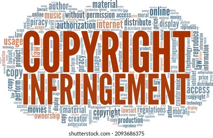 Copyright Infringement conceptual vector illustration word cloud isolated on white.