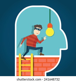 Copyright infringement. To steal an idea - vector illustration