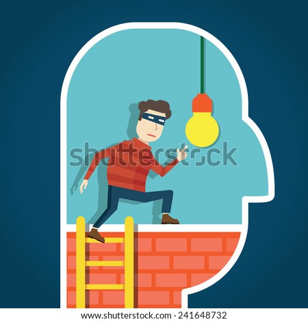Copyright infringement. To steal an idea - vector illustration