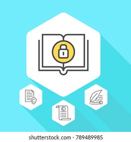 Copyright and intellectual property vector line icons