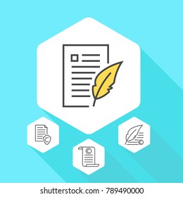 Copyright and intellectual property vector line icons