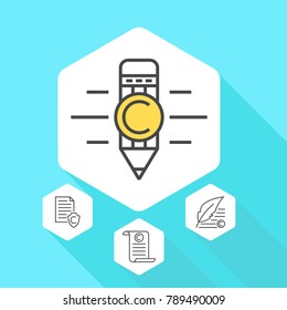 Copyright and intellectual property vector line icons