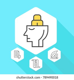 Copyright and intellectual property vector line icons