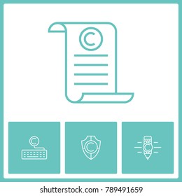 Copyright and intellectual property vector line icons