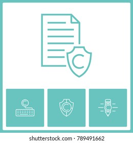Copyright and intellectual property vector line icons