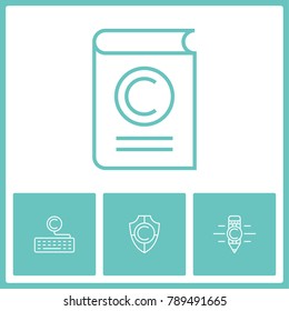 Copyright and intellectual property vector line icons