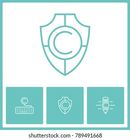 Copyright and intellectual property vector line icons