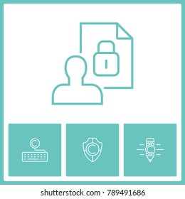 Copyright and intellectual property vector line icons