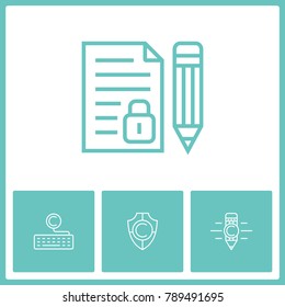Copyright and intellectual property vector line icons