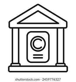 Copyright law document icon outline vector. Legal court building. Tax civil decision