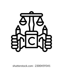 Icono de la ley de derechos de autor en vector. Ilustración